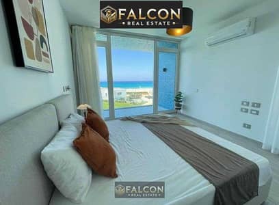 Sea View Chalet, fully finished, by Tatweer Misr in Salt, Ras El Hekma, near La Vista Bay, opposite Marina Yacht Club.