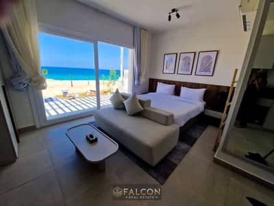 With a 30% discount, a fully finished chalet for sale with Acs in dose by Akam Al Rajhi, with double sea and lagoon view. in Installment up to 5 years