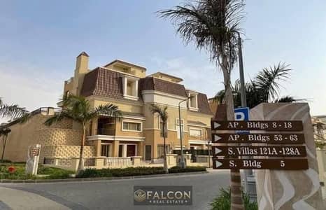 Last ready to move triplex villa with a 59% discount off the original price prime location directly on Suez Road in Sarai New Cairo