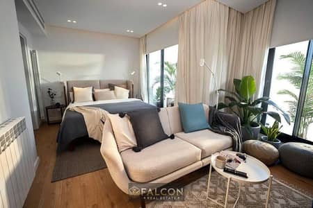landscape view fully finished apartment with garden for sale in 10yr installment in swan lake near to rehab on suez road and patio and fifth square