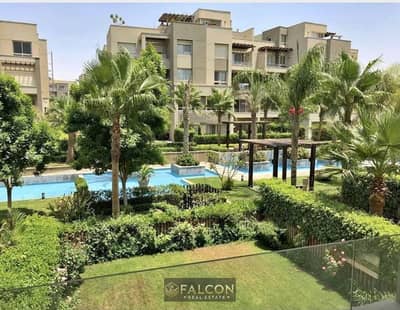 landscape view fully finished apartment with garden for sale in 10yr installment in swan lake near to rehab on suez road and patio and fifth square