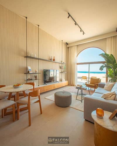 month delivary panoramic sea view finished chalet for sale in direction white ras elhekma near cali coast and june sodic and bait al bahr and ramla