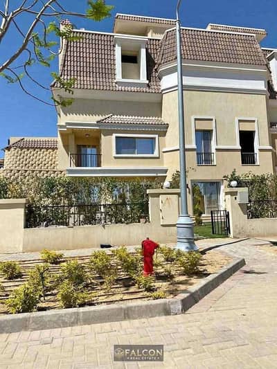 Villa for sale, reduced price by 10 million EGP, 212 sq m + 95 sq m, in Sarai Compound on the Suez Road, directly next to Madinaty, minutes from New C
