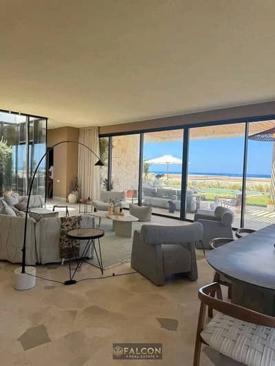 amazing sea view fully finished chalet for sale in 8yr installment ramla near to modon ceaser june hacienda jamila beit elbahr azha sea shells
