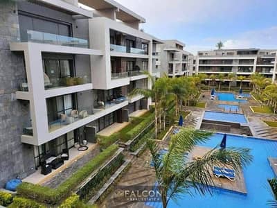 VIP apartment for patients with garden (ready for inspection) in Patio Oro, in the heart of Golf Square, Fifth Settlement, directly facing the middle
