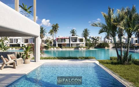 Sea view chalet, hotel finish, with air conditioners, for sale in Dos Village, in the heart of Sidi Abdel Rahman, North Coast