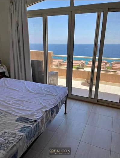 A 56m hotel chalet in Telal Sokhna, fully equipped with air conditioning and a kitchen, is for sale. It features high-end finishing and is available