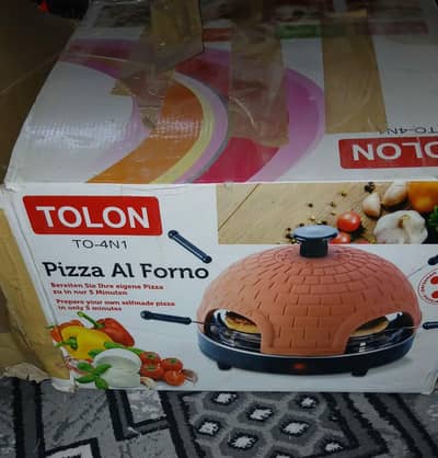 فرن بيتزا منزلي كهربائي بغطاء فخاري (TOLON TO-4N1 / Pizzarette)