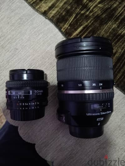 عدستين نيكون للبيع وحده 1.4-50 وواحده 24-70