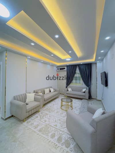 Furnished apartment for rent in October 6, the first neighborhood steps to the bus stop and the exclusive and the university, steps to Mall of Egypt, a third of an hour to Hyper and Zayed