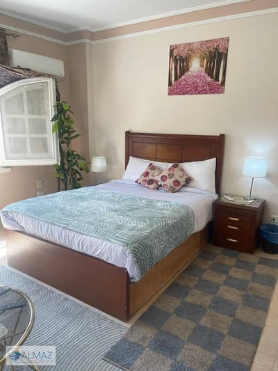 Furnished 55 sqm rooftop studio apartment for rent in Al Narges 1 Villas, Fifth Settlement, near main roads and 90th Street.
