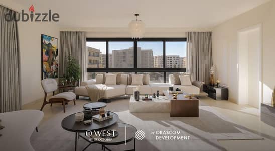 شقه استلام فوري مع Orascom في كمبوند Owest متشطبه بالكامل 3 غرف نوم فيو لاندسكيب