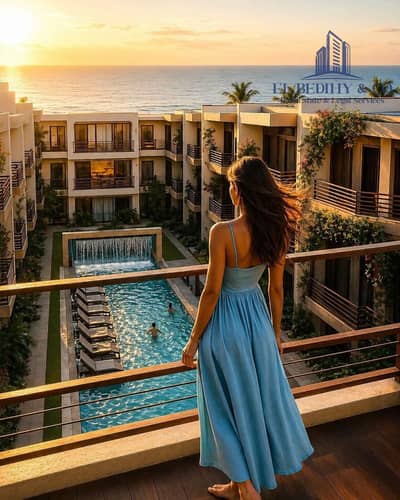Two-bedroom apartment with panoramic sea views and a private garden