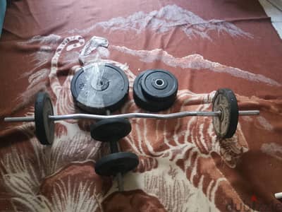 للبيع بار زجزاج+عدد2طارة10ك+4طارة5ك+3طارة2.5+هاند بار
