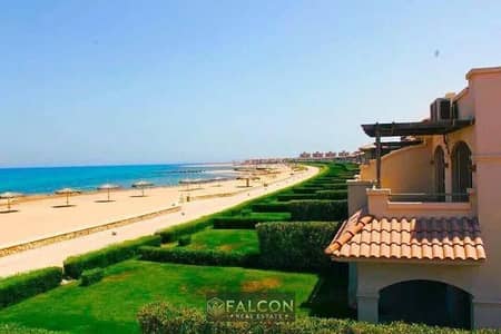 A fully finished beachfront chalet with a panoramic view in the most prestigious location directly on the sea in Ain Sokhna. It features 3 master bedr