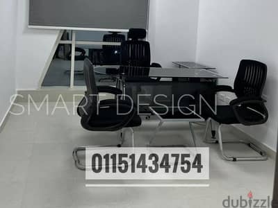 مكتب زجاج سكوريت بشاسيه معدن مقاس  160سم + سايد جانبى بادراج