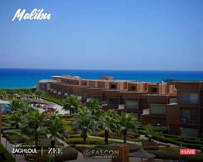 For sale: 100% sea-facing chalet in Malibu, Ain Sokhna, in the Windmills area of ​​Zaafarana, with installments over 7 years.
