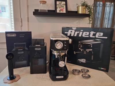 ماكينة قهوة اسبريسو Coffee Machine أريتي إيطالي + مطحنة قهوة ديلونجي