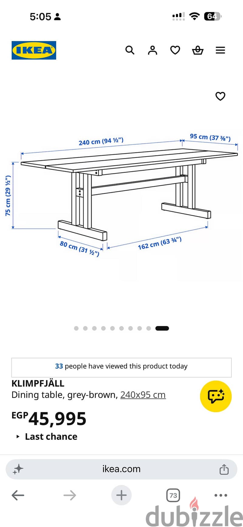 Ikea dining table 250*95 like new 1