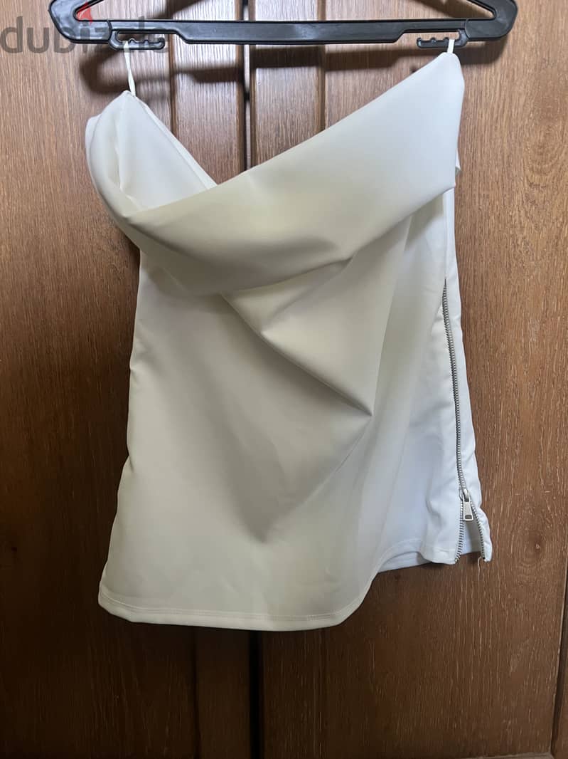 Zara White Cowl Neck Top with Side Zip 3