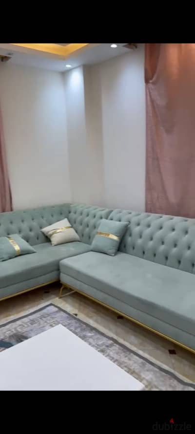 Apartment for rent furnished with two bedrooms, a living room, a bathroom, and a kitchen, in the first neighborhood, the fourth block.