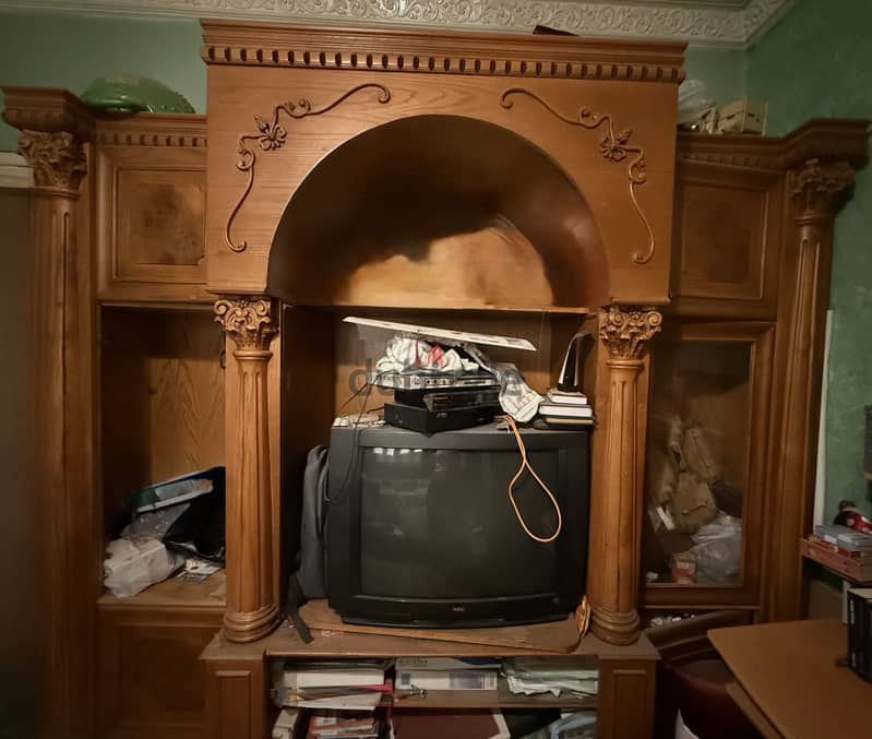 Brown Oak wood TV Library 2