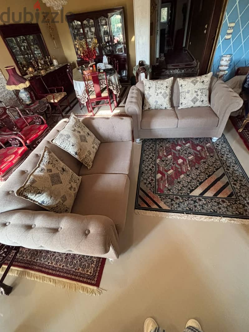 Two Modern 2 Seater Sofas and a Chair 3