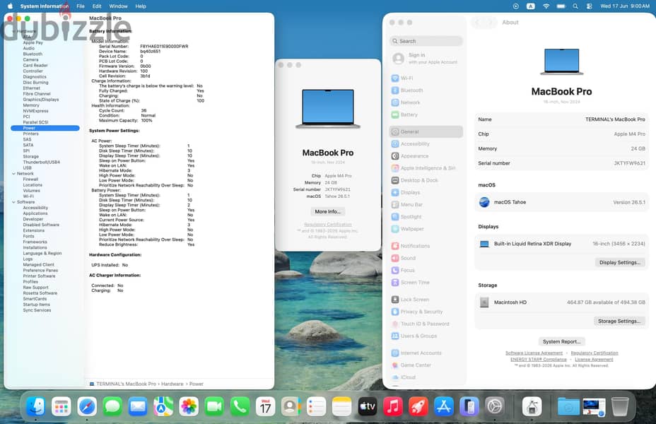 MacBookPro M4pro 16" Ram:24 Hard:512 CPU:14 Gpu:20 Bh:100% Cc:13 1