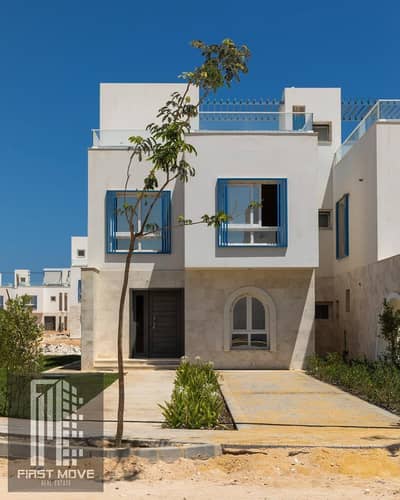 Standalone villa for sale at Naia Bay, North Coast (Ras El Hekma)—immediate delivery. First-row seafront location with a private pool; fully finished