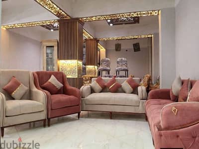 انتريه2كنبه و2كرسي  خشب زان ابيض  قماش  همر مستورد  الالوان