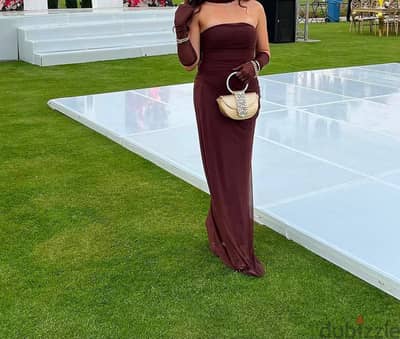 Brown dress with gloves