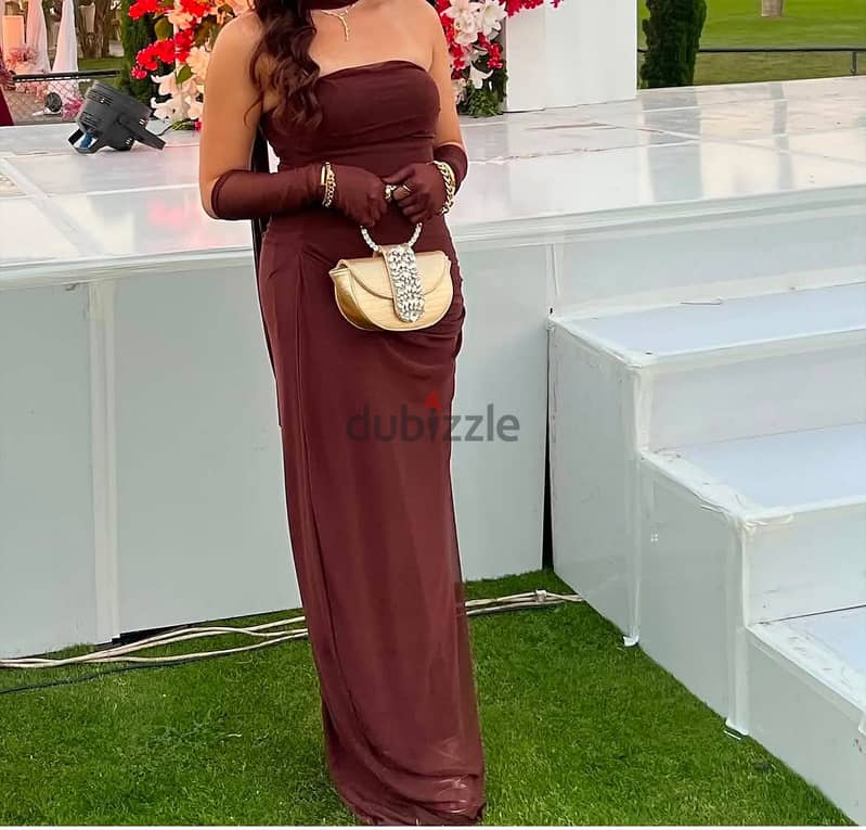Brown dress with gloves 2