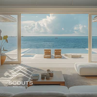 First row on the sea fully finished apartment with air conditioning private beach view of Crystal Lagoons for sale in Al Alamein North Coast