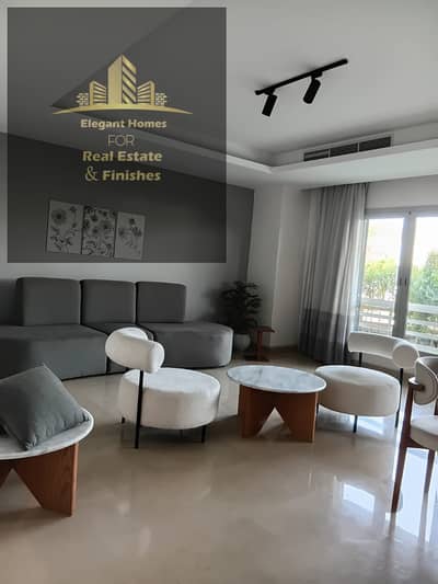 Fully Furnished Ground Floor Apartment with Private Garden for Rent in Cairo Festival City – Living | 220 SQM + 120 SQM Garden
