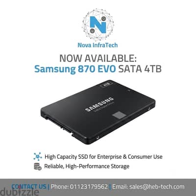 Samsung 870 EVO 4TB SSD – هارد SSD بسعة 4 تيرا سعة تخزين كبيرة