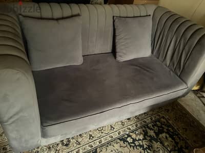 Modern 3-Piece Dark Grey Velvet Sofa Set
