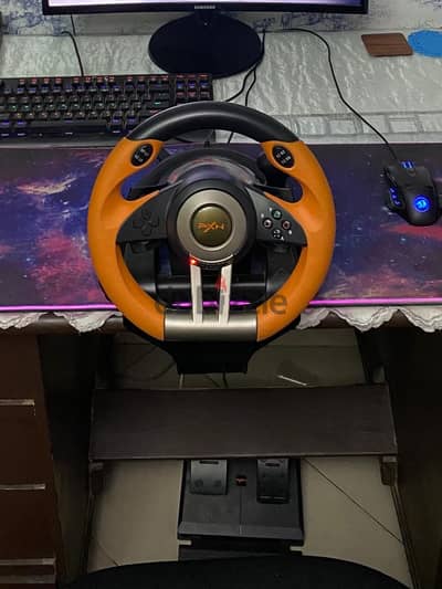 Orange gaming wheel , compatible with ps4 , ps5 , xbox , pc
