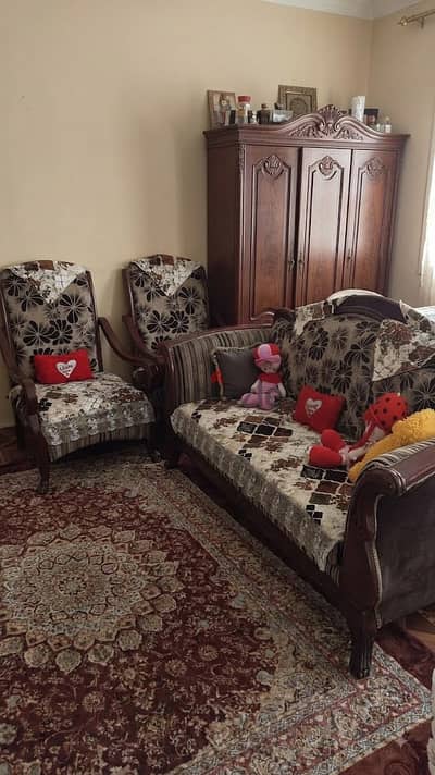 انترية خشب زان أحمر 5 قطع \ Wood Living Room Set