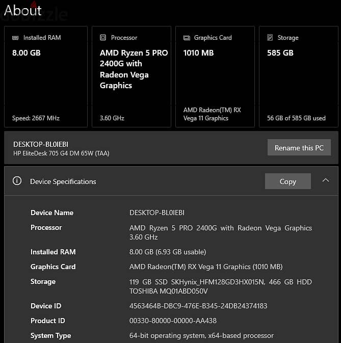HP 705 g4 mini 4