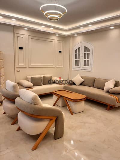 Villa for rent furnished for rent Duplex ground floor marble first occupant furniture zero has a private garden on the main street in front of Al-Ruwad Club required 60 thousand