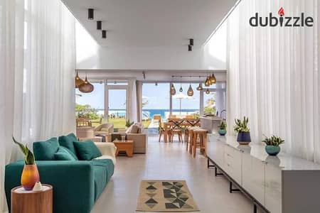 Fully finished chalet for sale with a private garden in Jefaira, directly overlooking the sea in the heart of Ras El Hekma, North Coast.
