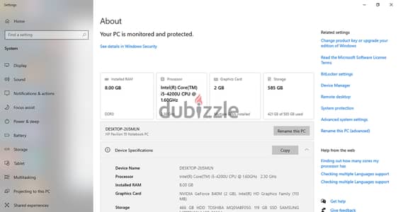لاب توب hp بكارت خارجي للعاب 2 جيجا غير قابل للفصال