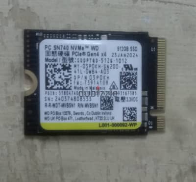 Western Digital 512GB SSD, NVME M. 2 2230 Gen4 Hard Drive Speed 5500M