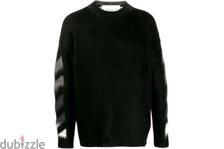 OFF-WHITE Brushed Mohair Diag Arrows Knit Sweater Black