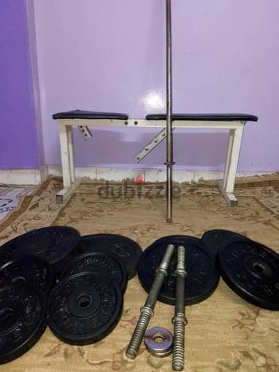 طارات حديد  4*5 و4*2.5 و2*10و دكه مستويات وبار 170سم ودمبل فك وتركيب
