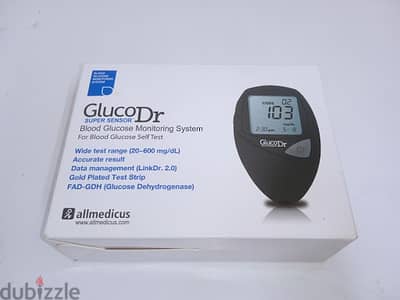 جهاز قياس السكر GlucoDr SuperSensor الأصلي كسر زيرو ووبحالة الزيرو.