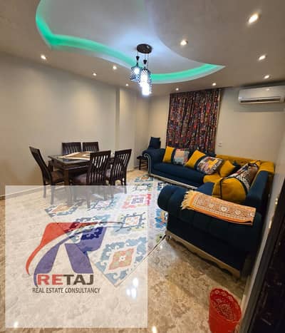 A prime apartment in a modern building, fully furnished and equipped, is for sale in the Golden Square near Abbas El Akkad Street and the Internationa