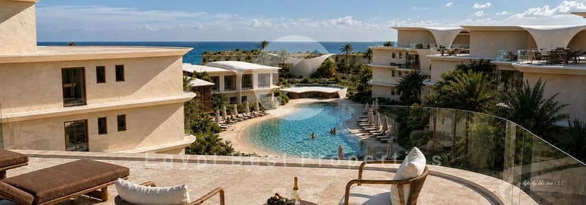 Own a 1-bedroom hotel chalet in Azha North Coast. All units are sea-facing and available at a bargain price. Located just 200 meters from the beach.