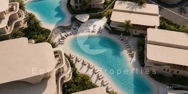 Own a 3-bedroom hotel chalet with a private rooftop and sea view in Azha, North Coast. All units are sea-facing and offered at a bargain price. Locate