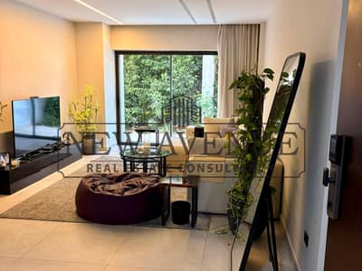 Fully finished and furnished Ground apartment with garden on landscape view for rent in Lake View Residence New Cairo by El Hazek Construction